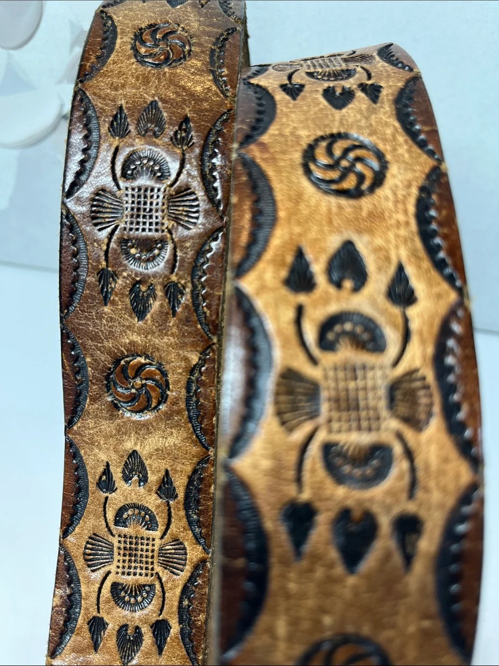 Vintage Belt Hand Tooled Leather Belt